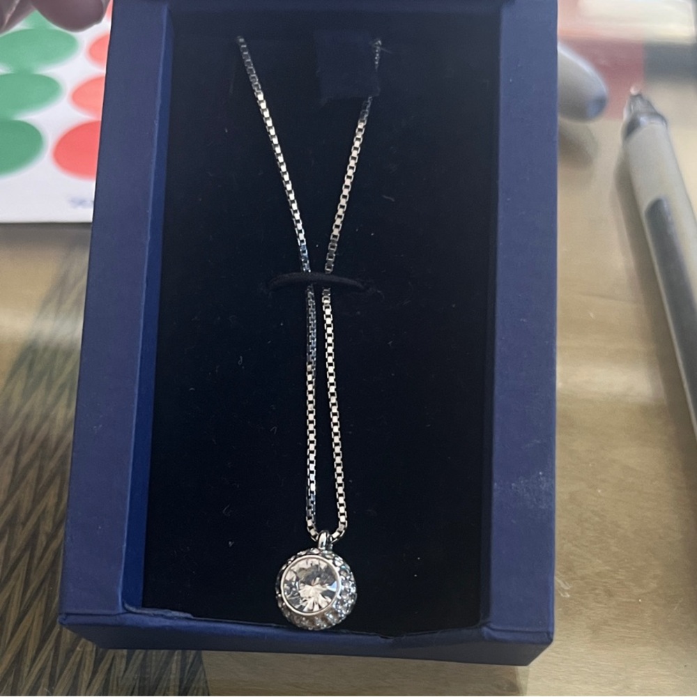 Swarovski Silver Necklace with Sparkling Crystal Pendant